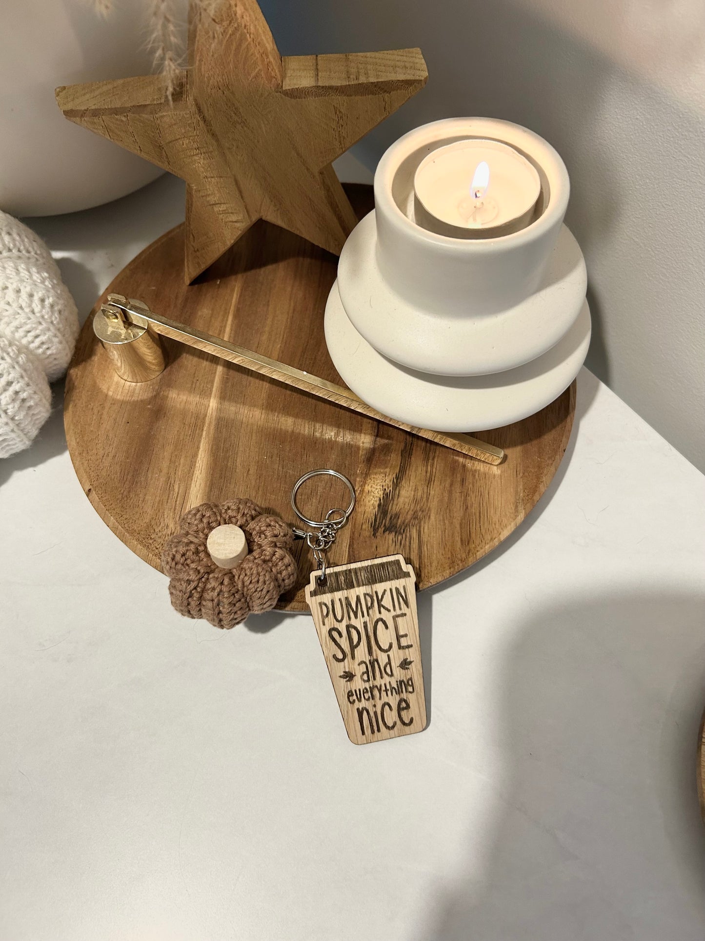 Crochet Pumpkin Spice Coffee Cup Keyrings