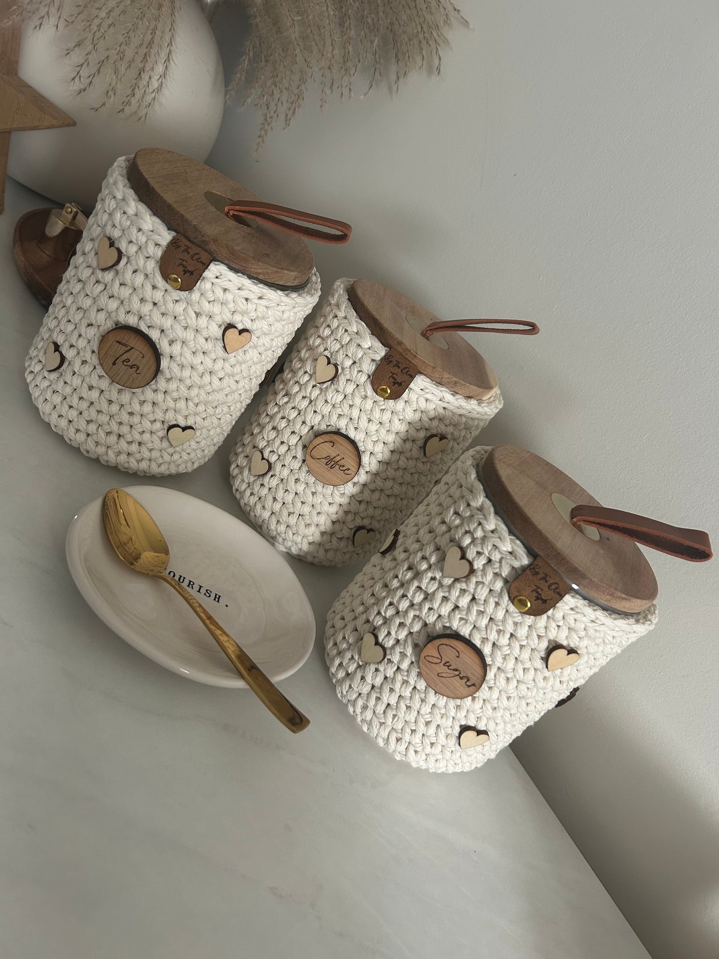 Love Hearts Tea Coffee Sugar Jars