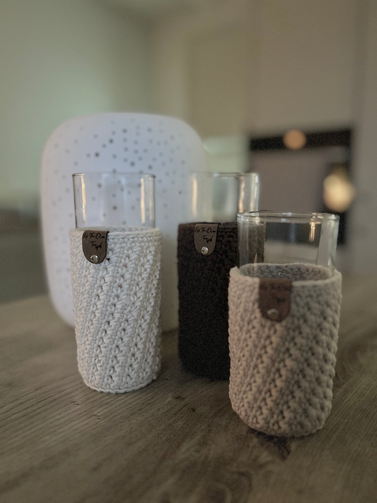 Drinking Glasses with Crochet cosies