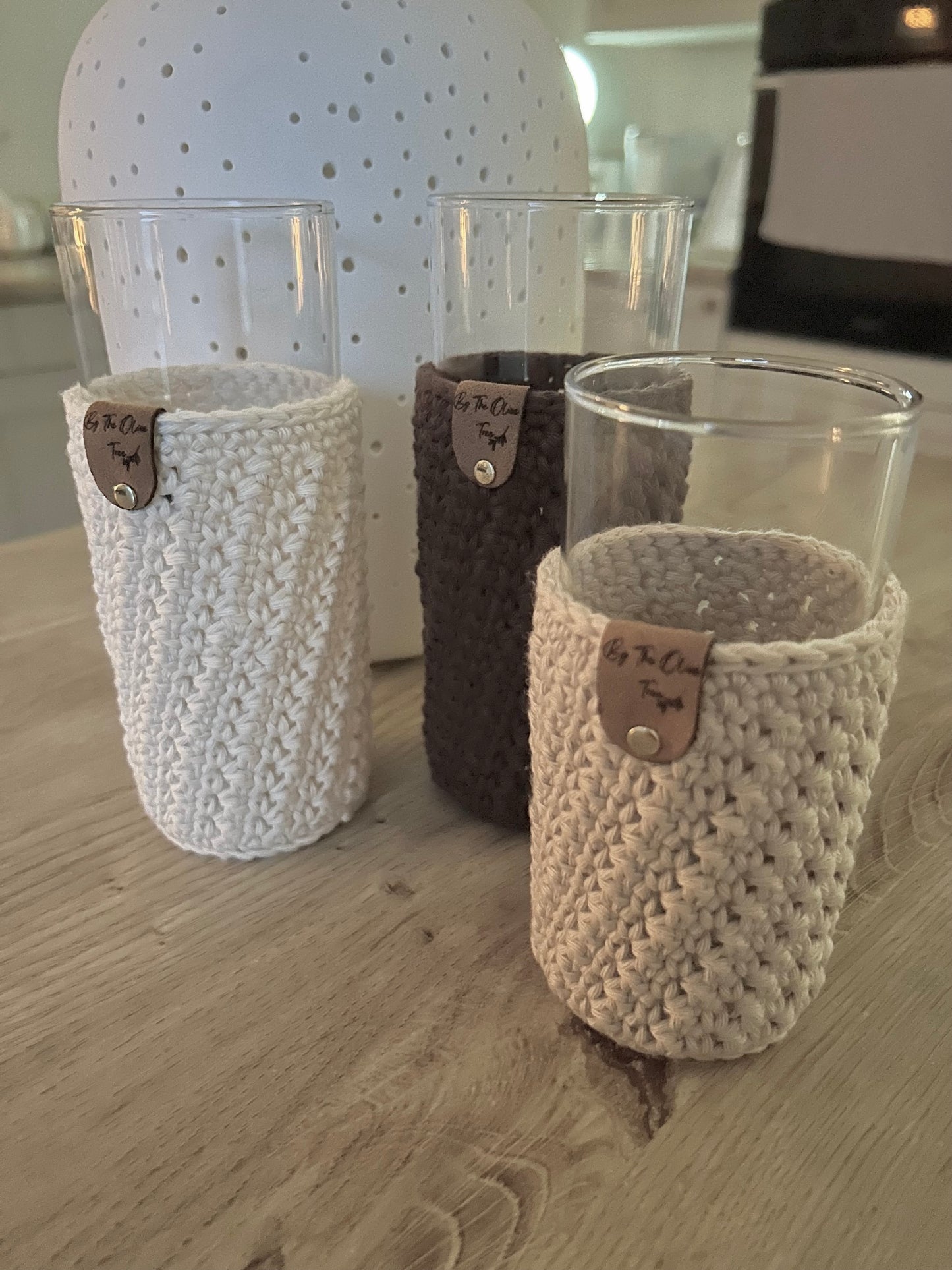 Drinking Glasses with Crochet cosies