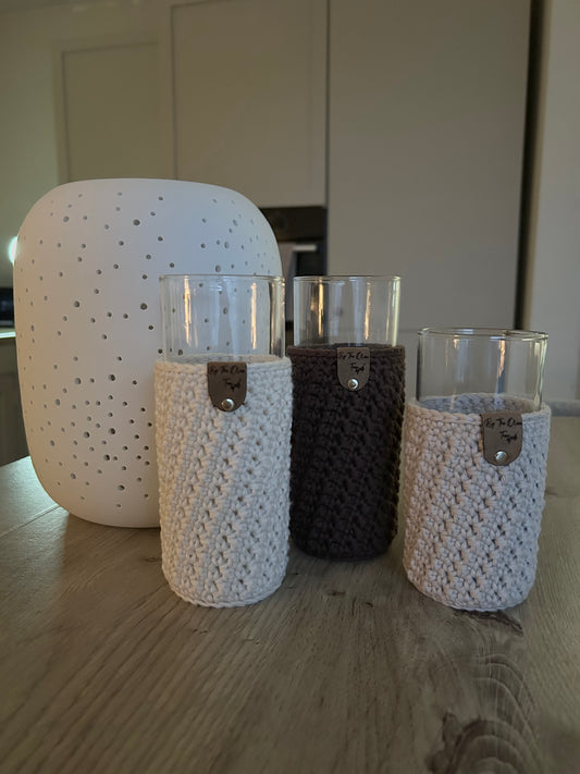 Drinking Glasses with Crochet cosies