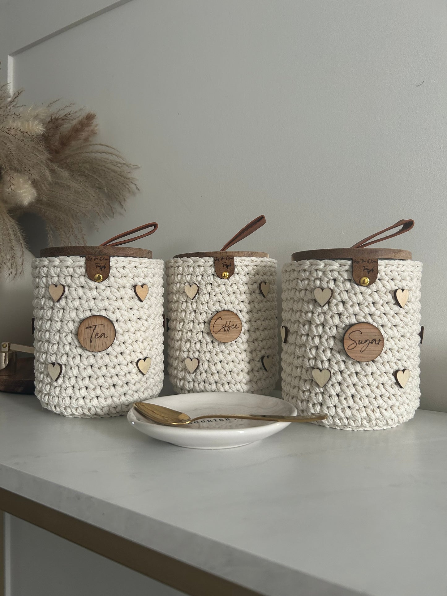 Love Hearts Tea Coffee Sugar Jars