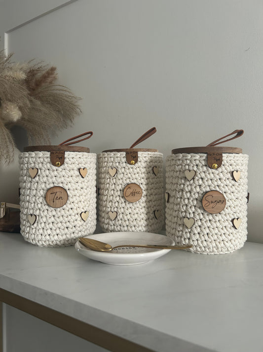 Love Hearts Tea Coffee Sugar Jars