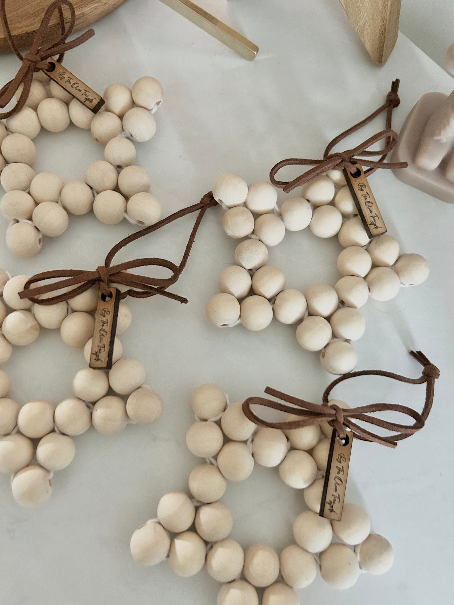 Rustic Wooden Beaded Star Decorations | Cosy Scandi Home | Star Decor | Neutral Home Decor |