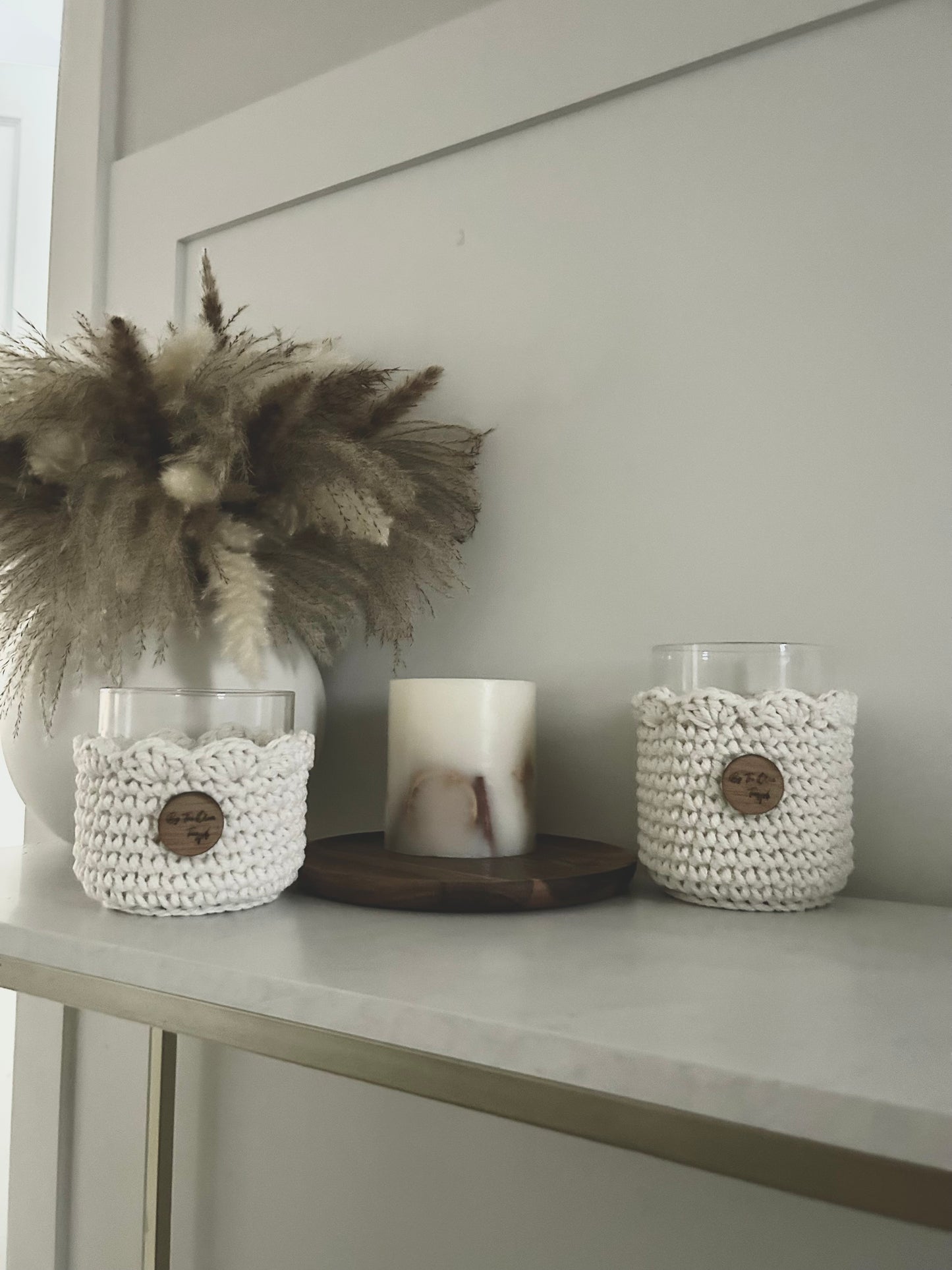 Scalloped Edge Candle Holders | wood