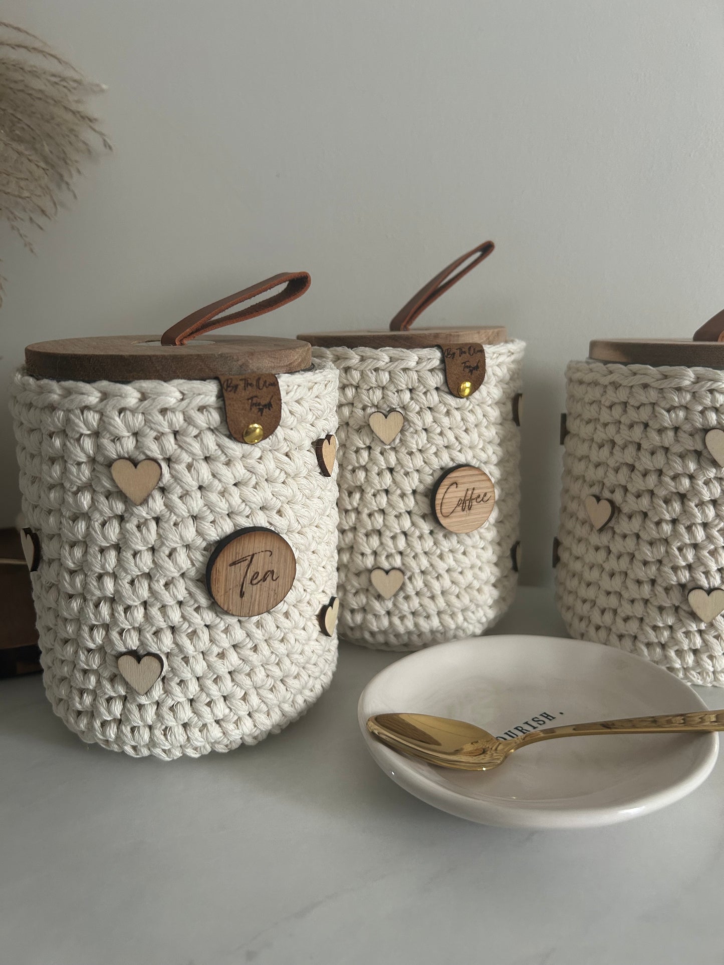 Love Hearts Tea Coffee Sugar Jars