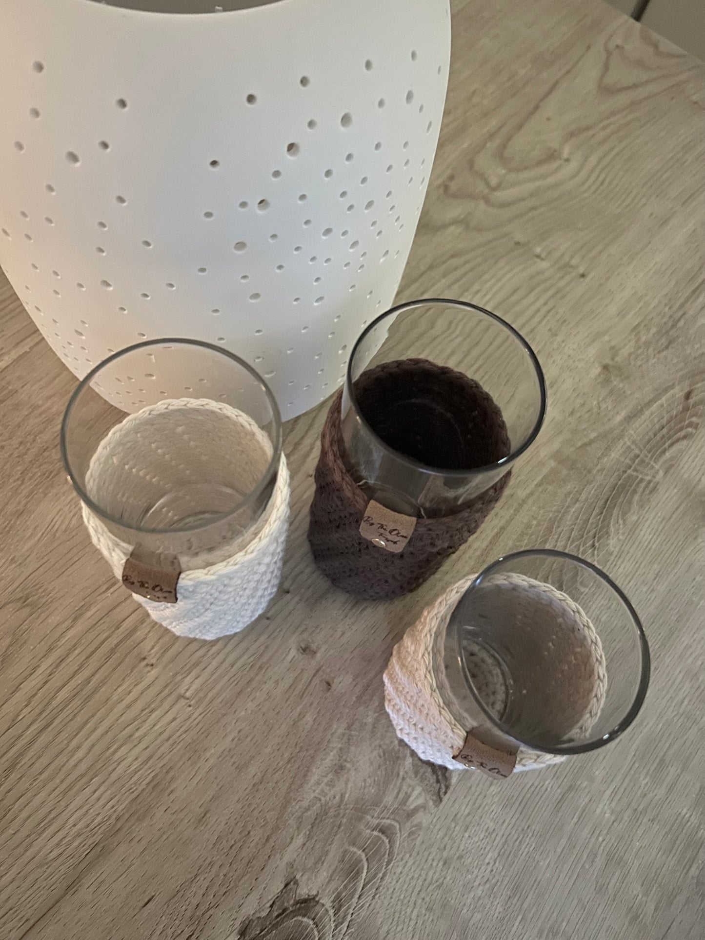Drinking Glasses with Crochet cosies