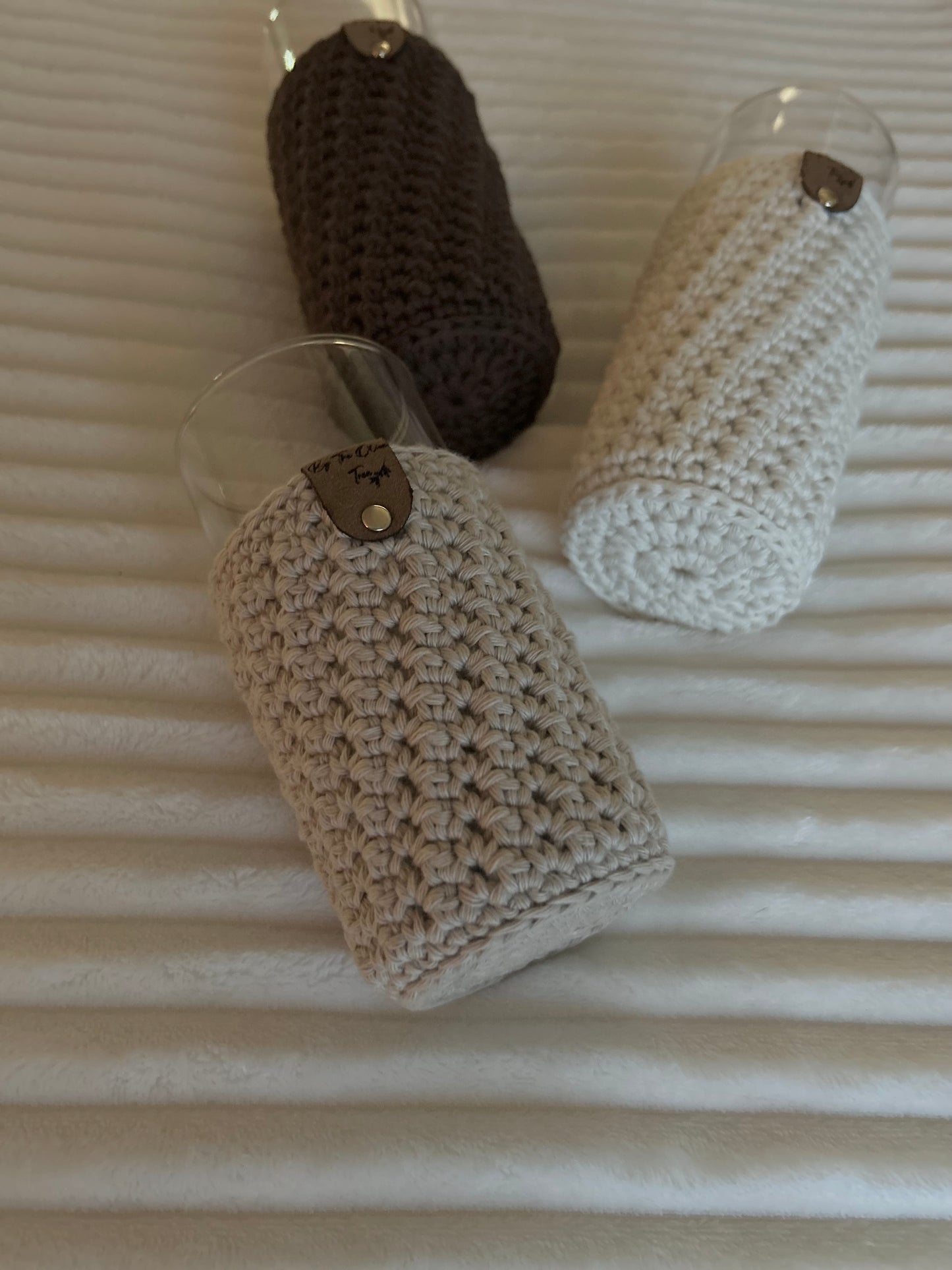 Drinking Glasses with Crochet cosies