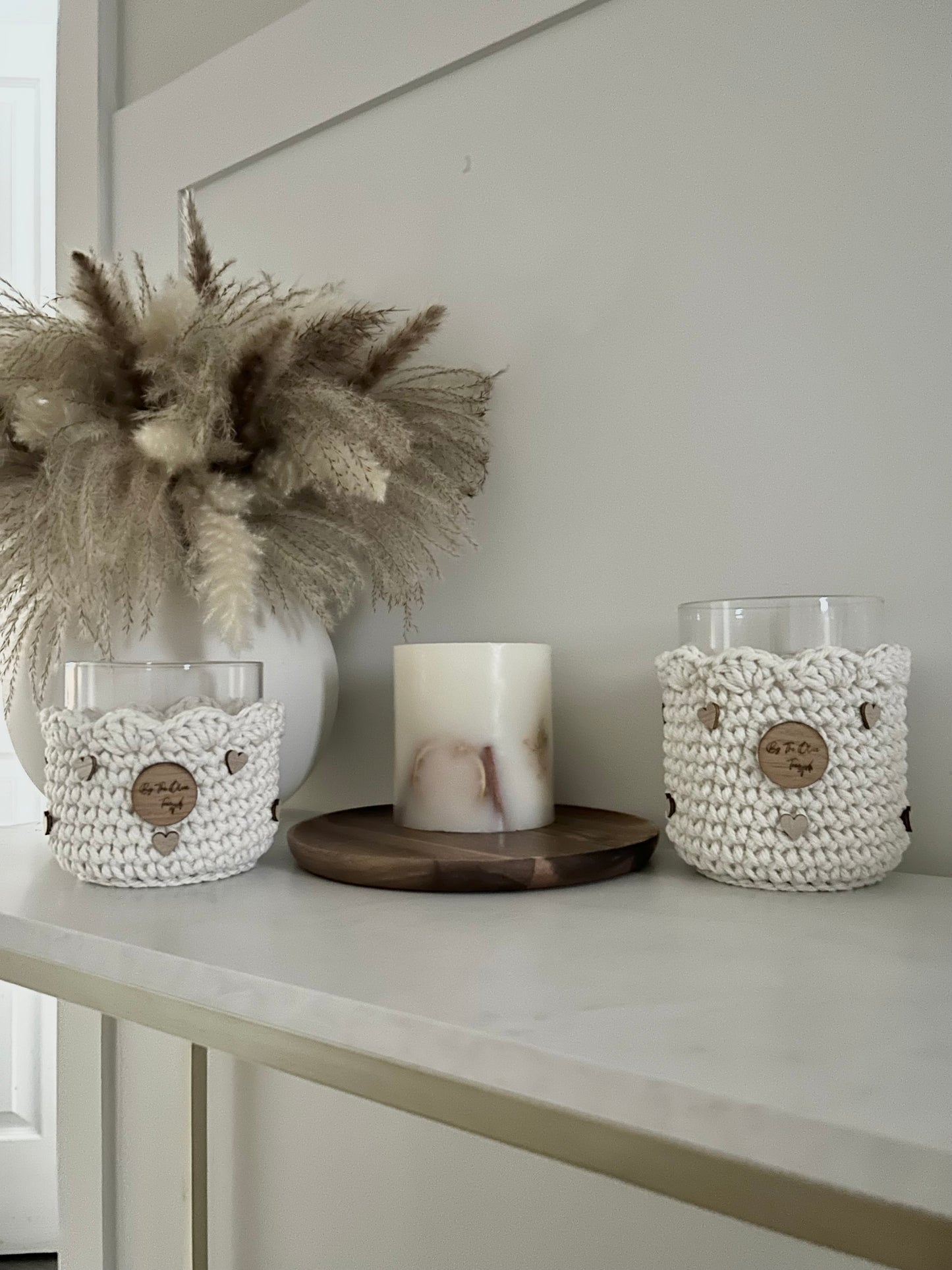Scalloped Edge Candle Holders | Floating Hearts Edition