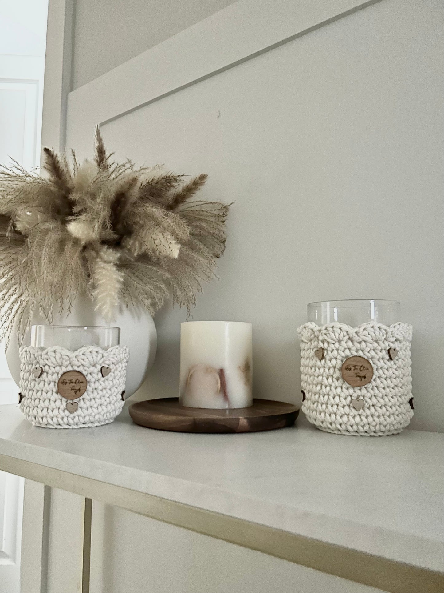 Scalloped Edge Candle Holders | Floating Hearts Edition